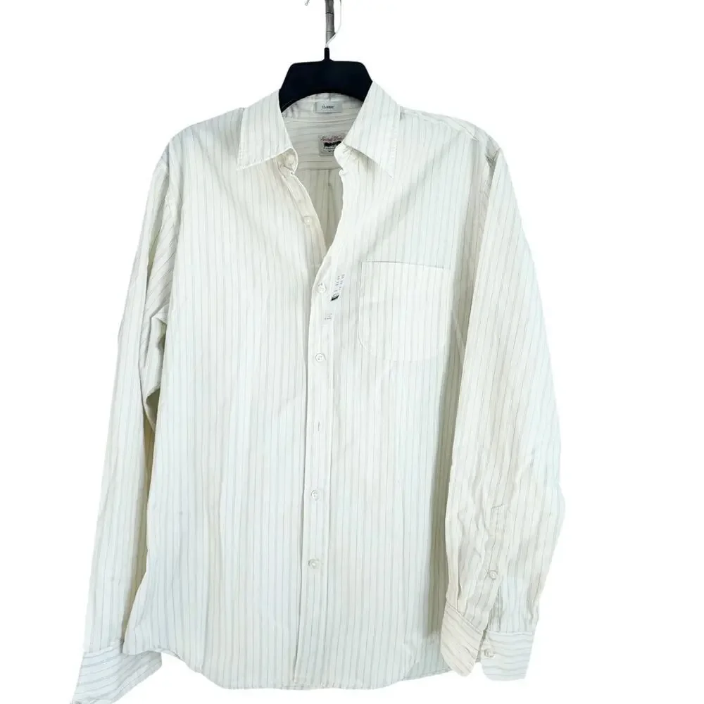 J. Crew Secret Wash Cotton Poplin Shirt Point Collar Lucas Ivory Blue Size M NWT